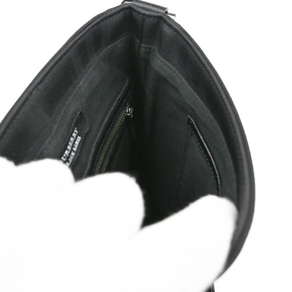 Burberry Black Label Shoulder Bag Crossbody Check Nylon Leather Black 67CA360 - Picture 9 of 15